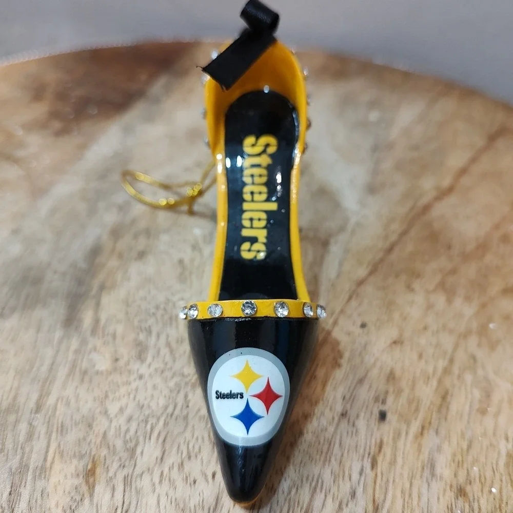 Team Sports America Pittsburg Steelers High Heel Shoe‎ Christmas Ornament Blingy